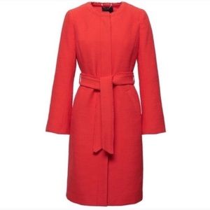Banana Republic Long Boucle Belted Red Coat